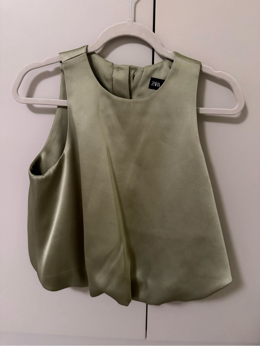 Zara Satin Olive Green Sleeveless Camisole